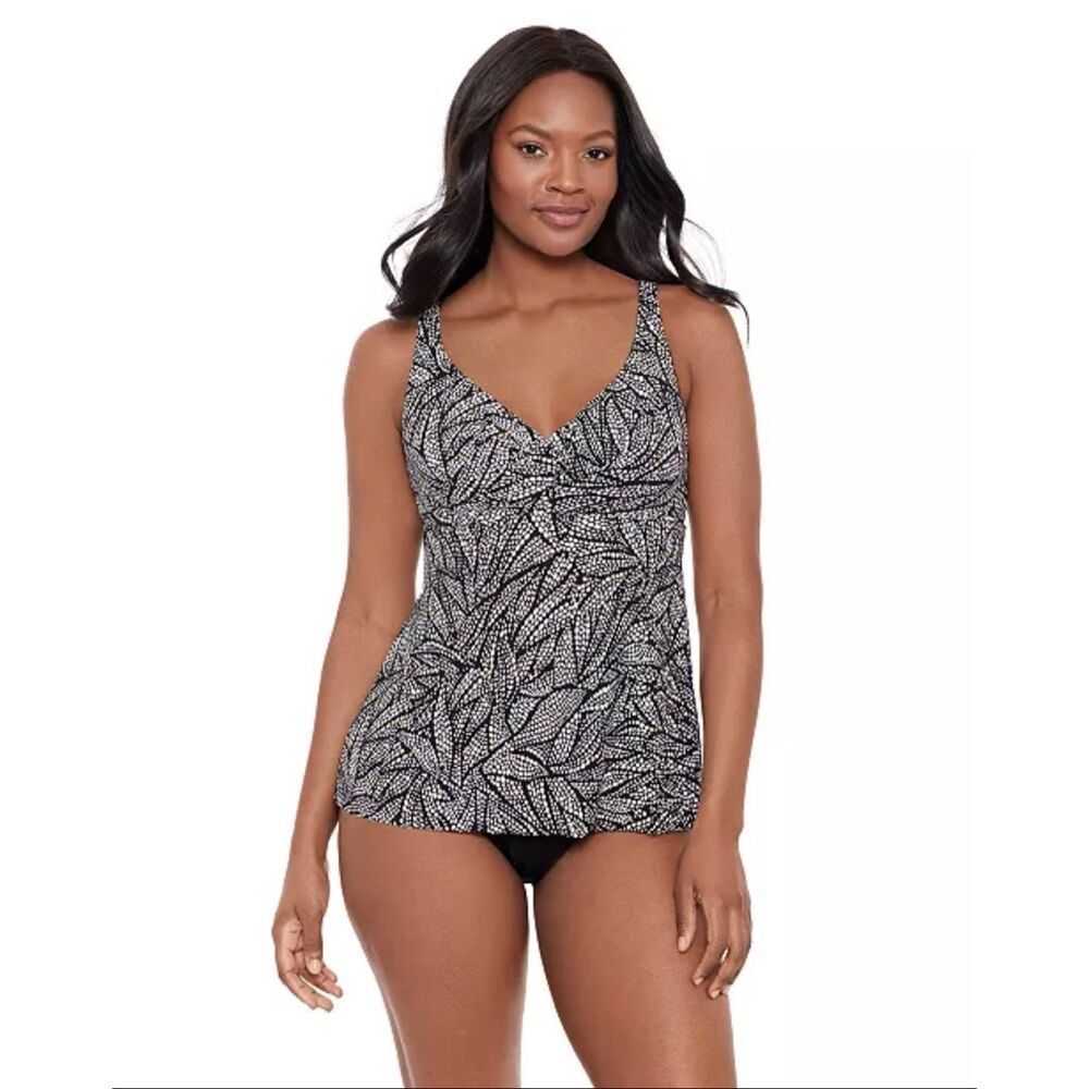 Miraclesuit Shore Leave Ayla Underwire Tankini Top Black/White 10